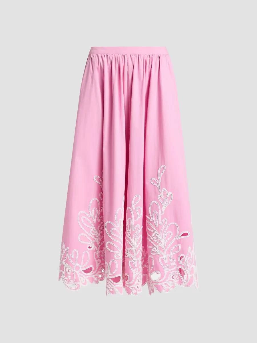 Espe Floral-Embroidered Cotton Maxi Skirt by Cinq  Sept