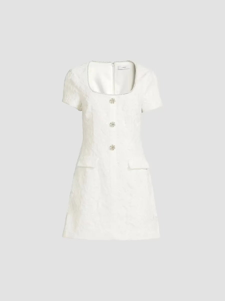 Drop 12 Sergio Imitation Pearl & Crystal-Embellished Jacquard Lace Minidress by LIKELY