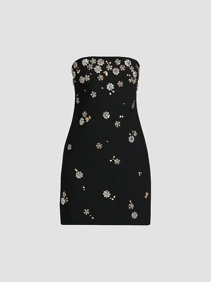 Samia Tumbling Flowers Strapless Minidress by Cinq  Sept