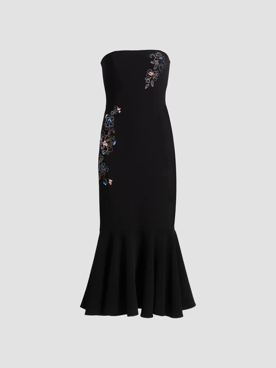 Juniper Blooming Linework Fishtail Midi-Dress by Cinq  Sept