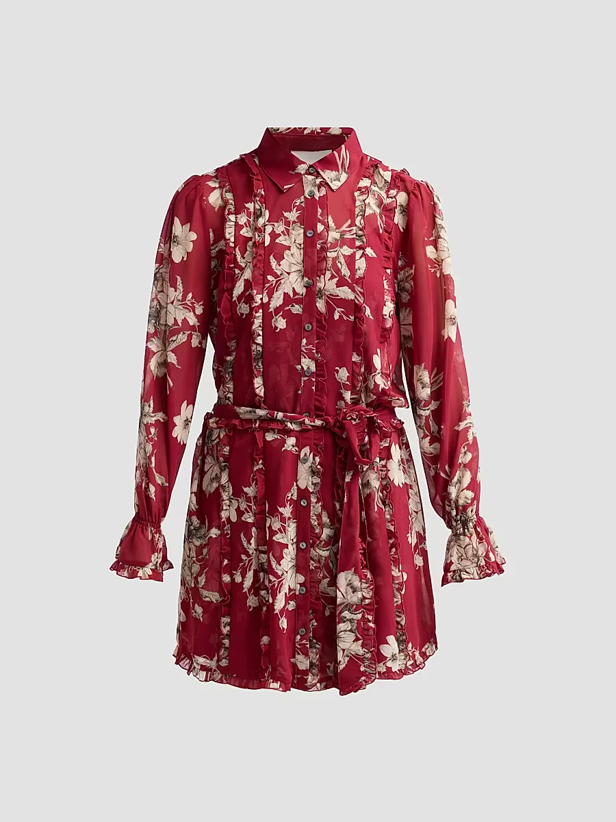 Handsketched Floral Estelle Mini Dress by Cinq  Sept