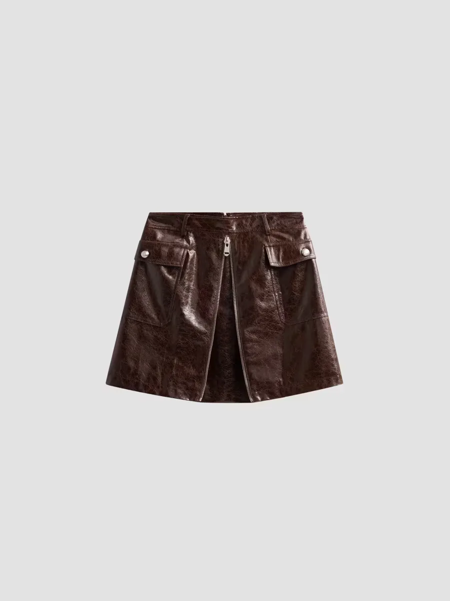 Radley Tumbled Faux-Leather Mini Skirt by Cinq  Sept