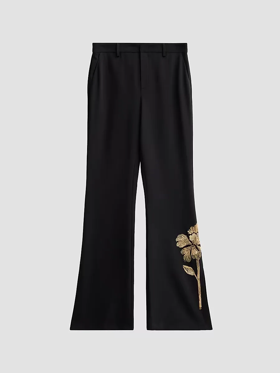 Gilded Peony Jaxyn Embellished Flared Pants by Cinq  Sept