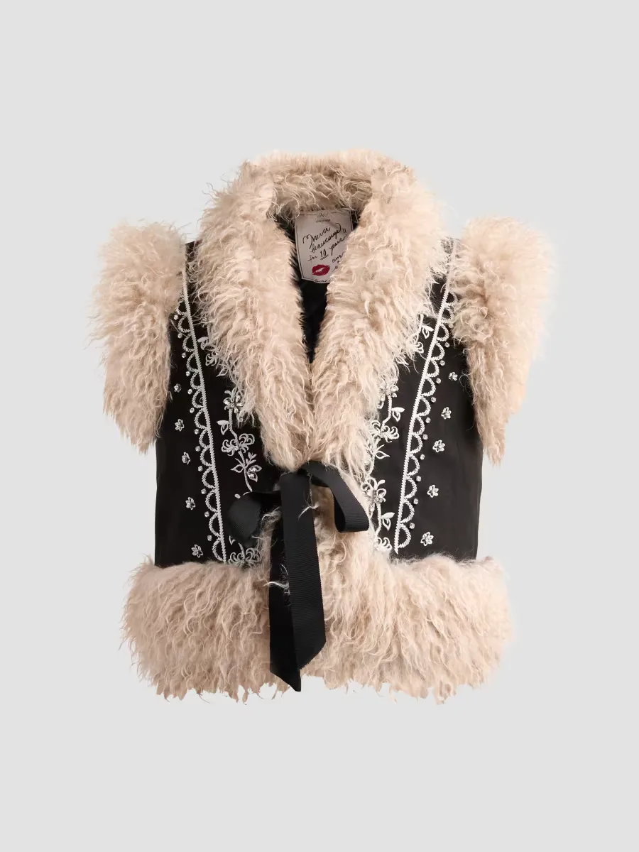 Amaranthe Faux-Fur Suede Vest by Cinq  Sept