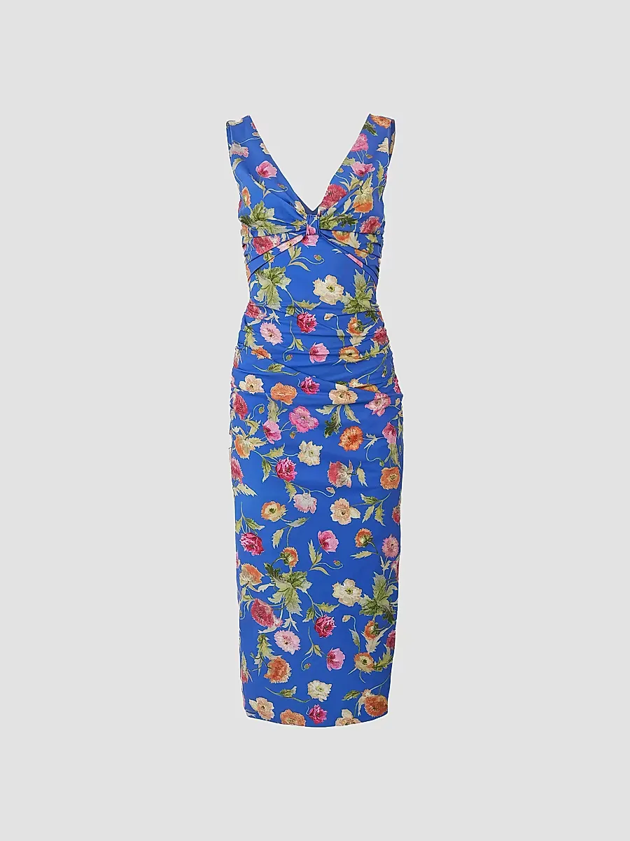 Floral Stretch Cotton Sheath Dress by Carolina Herrera