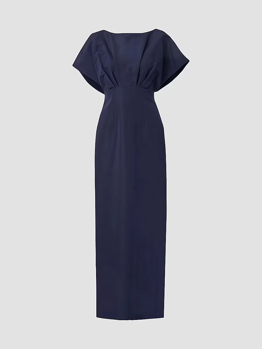 Silk Faille Fan Bodice Column Gown by Carolina Herrera