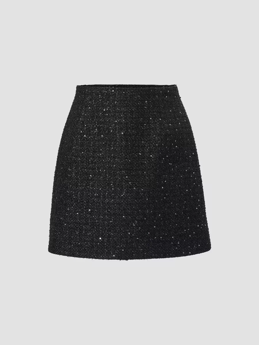Sequined Tweed A-Line Miniskirt