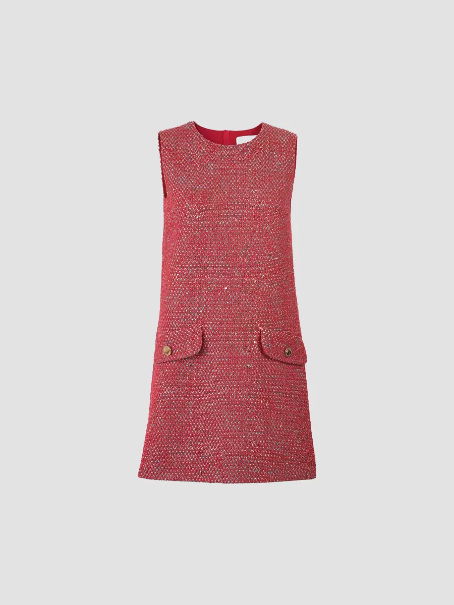 Metallic Tweed Shift Minidress