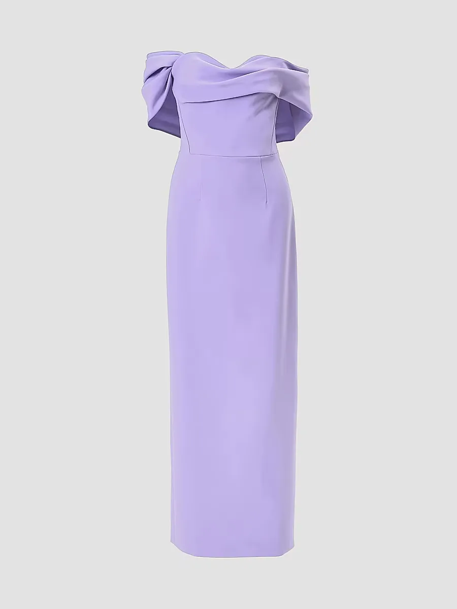 Draped Off-the-Shoulder Column Gown by Carolina Herrera