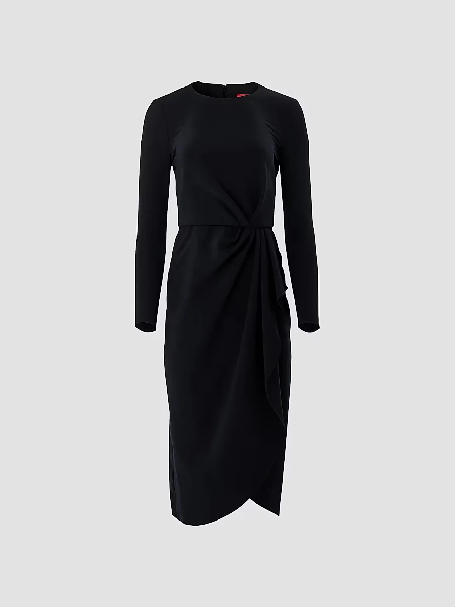 Draped Long-Sleeve Midi Dress by Carolina Herrera