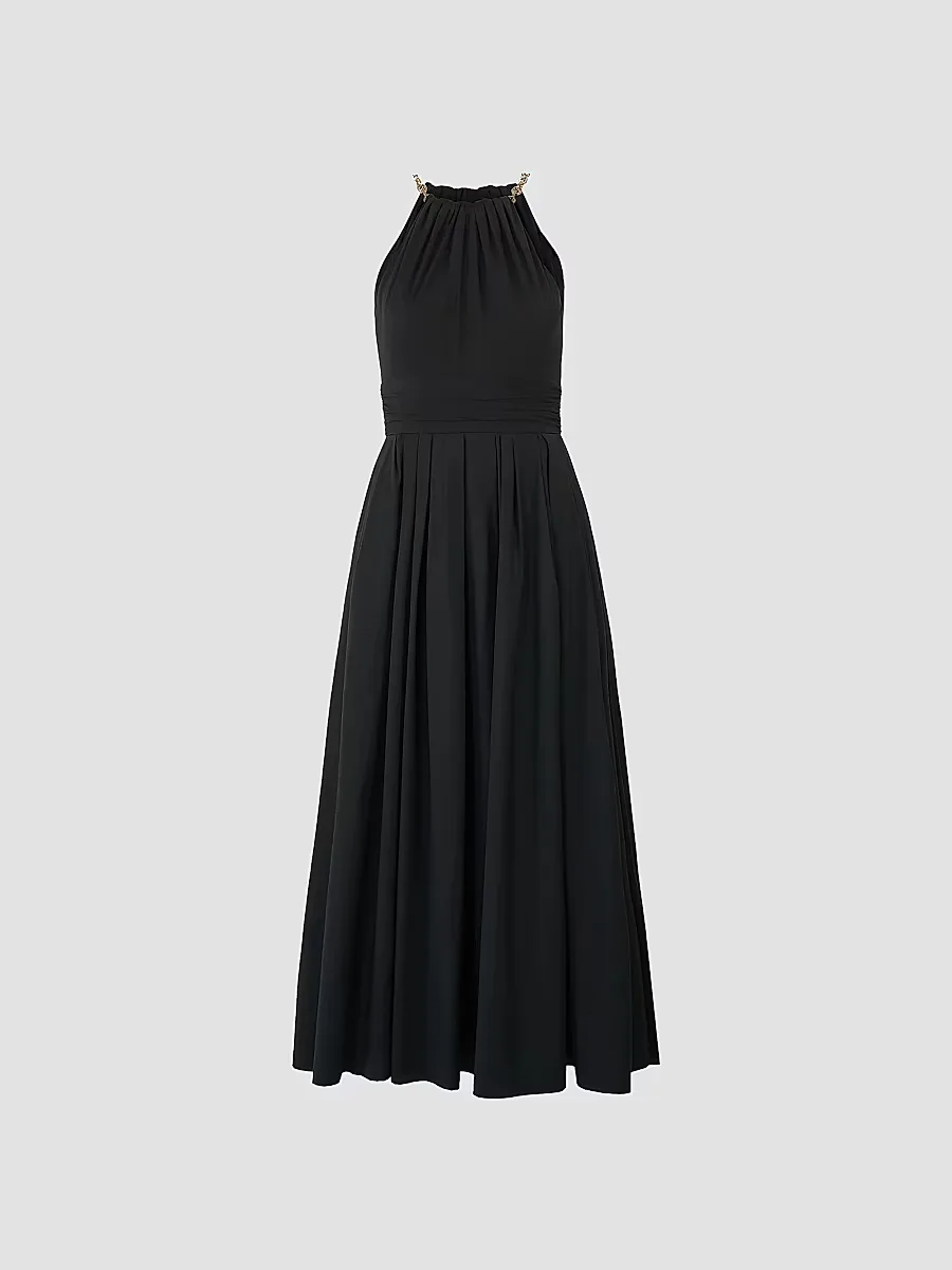 Cotton-Blend Halterneck A-Line Midi-Dress by Carolina Herrera