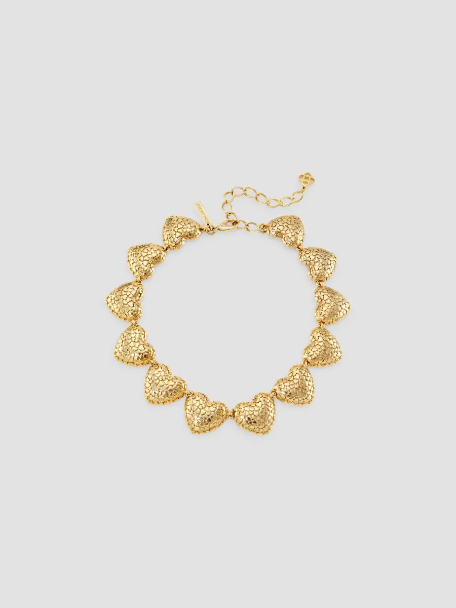 Heart Clusters Goldtone Necklace