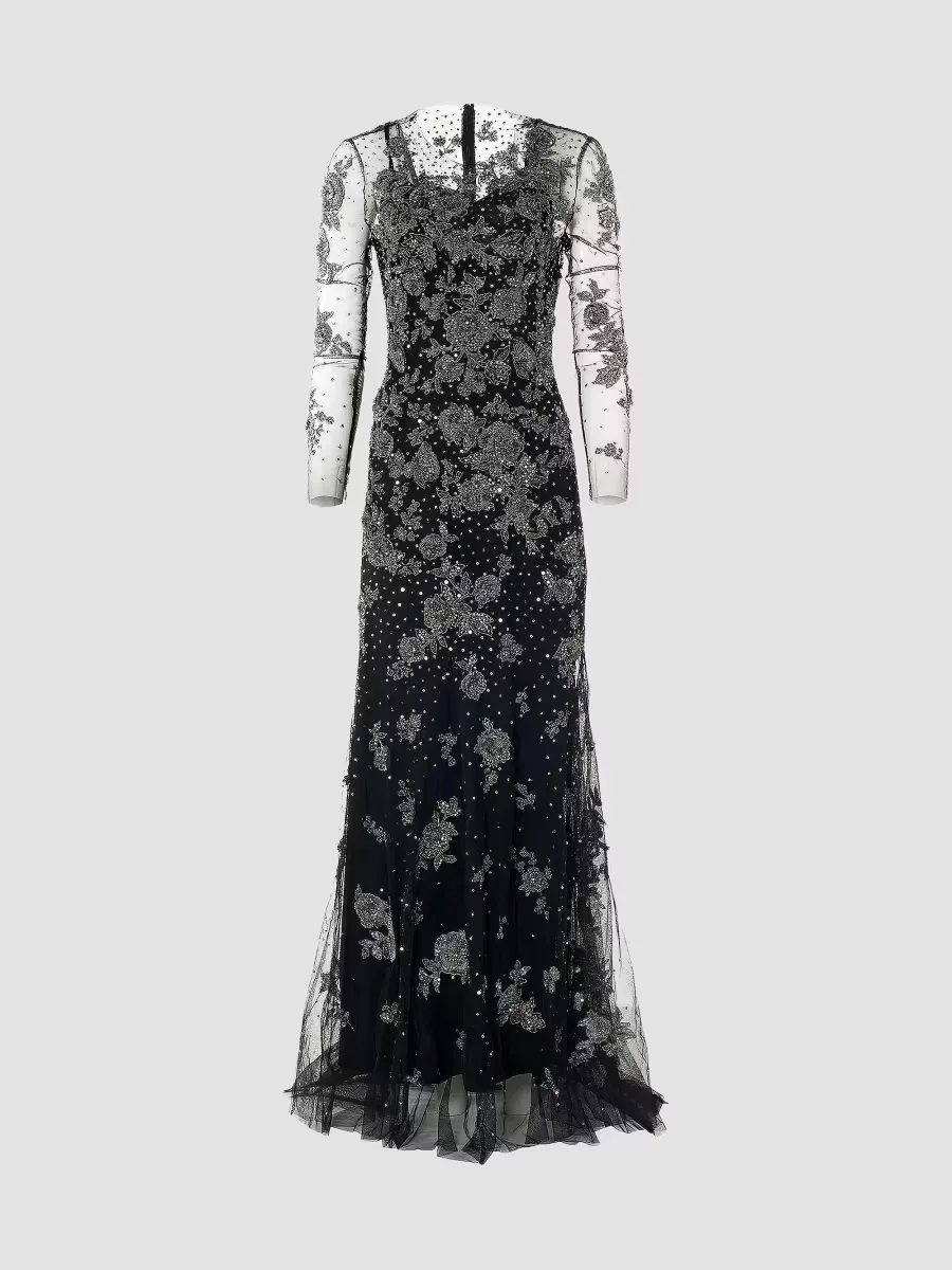 Embellished Illusion Trumpet Gown by Carolina Herrera