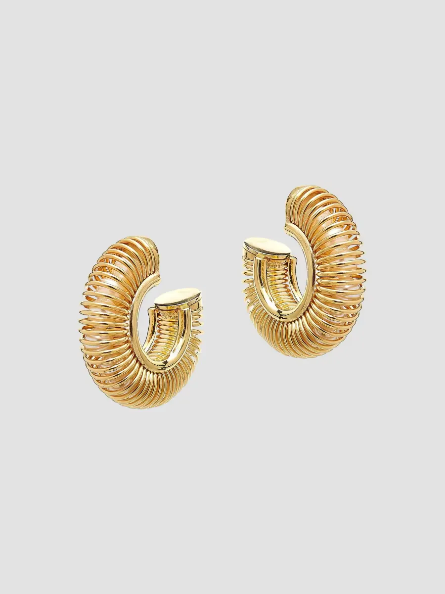 Gold-Plated & Glass Pearl Mola Hoop Earrings