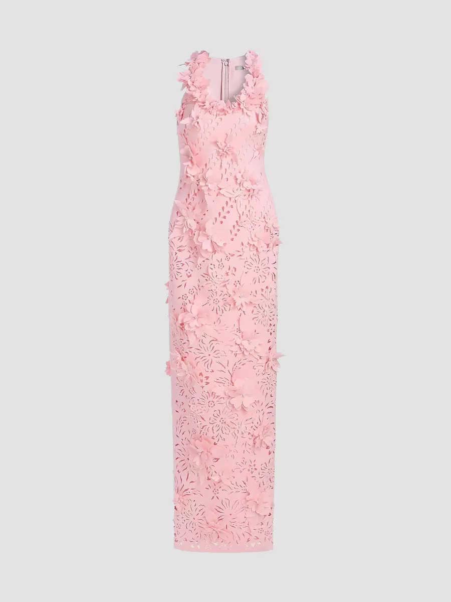 Butterfly & Floral Laser-Cut Column Gown by Badgley Mischka