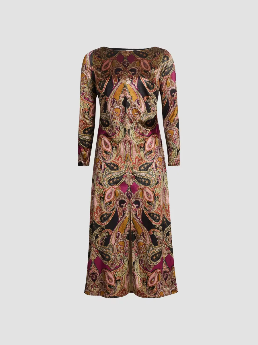 Goldie Velvet Paisley Midi-Dress
