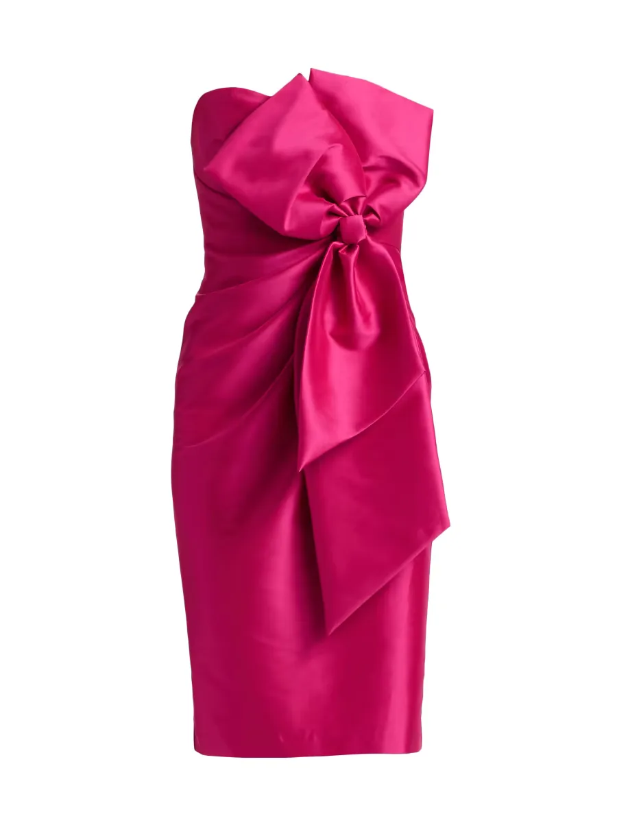 Strapless Bow-Accented Cocktail Dress by Badgley Mischka