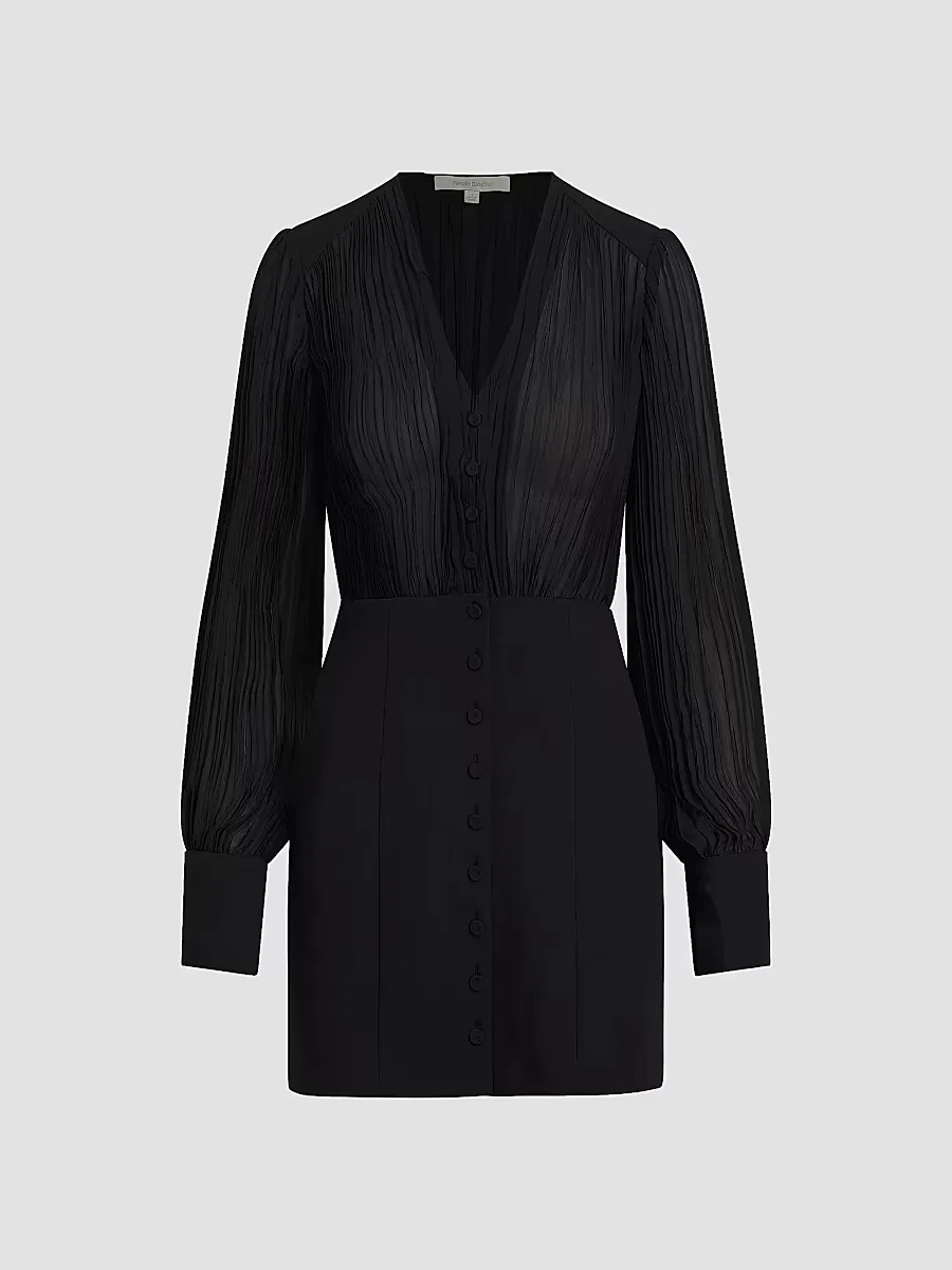The Change Me Pleated V-Neck Minidress by Favorite Daughter