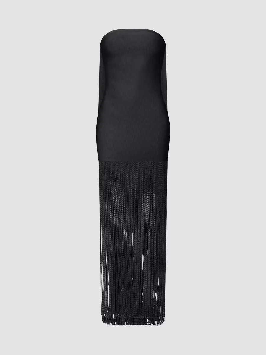 The Briar Strapless Fringe Gown by Herv Lger