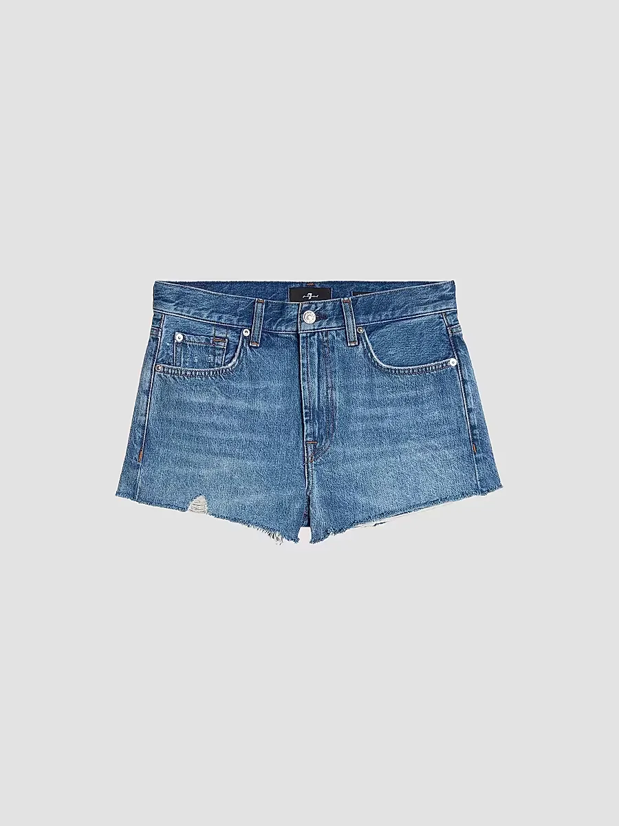 June Frayed Hem Denim Shorts by 7 for All Mankind