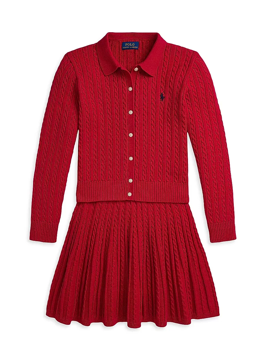 2-Piece Cable-Knit Cardigan & Skirt Set by Polo Ralph Lauren