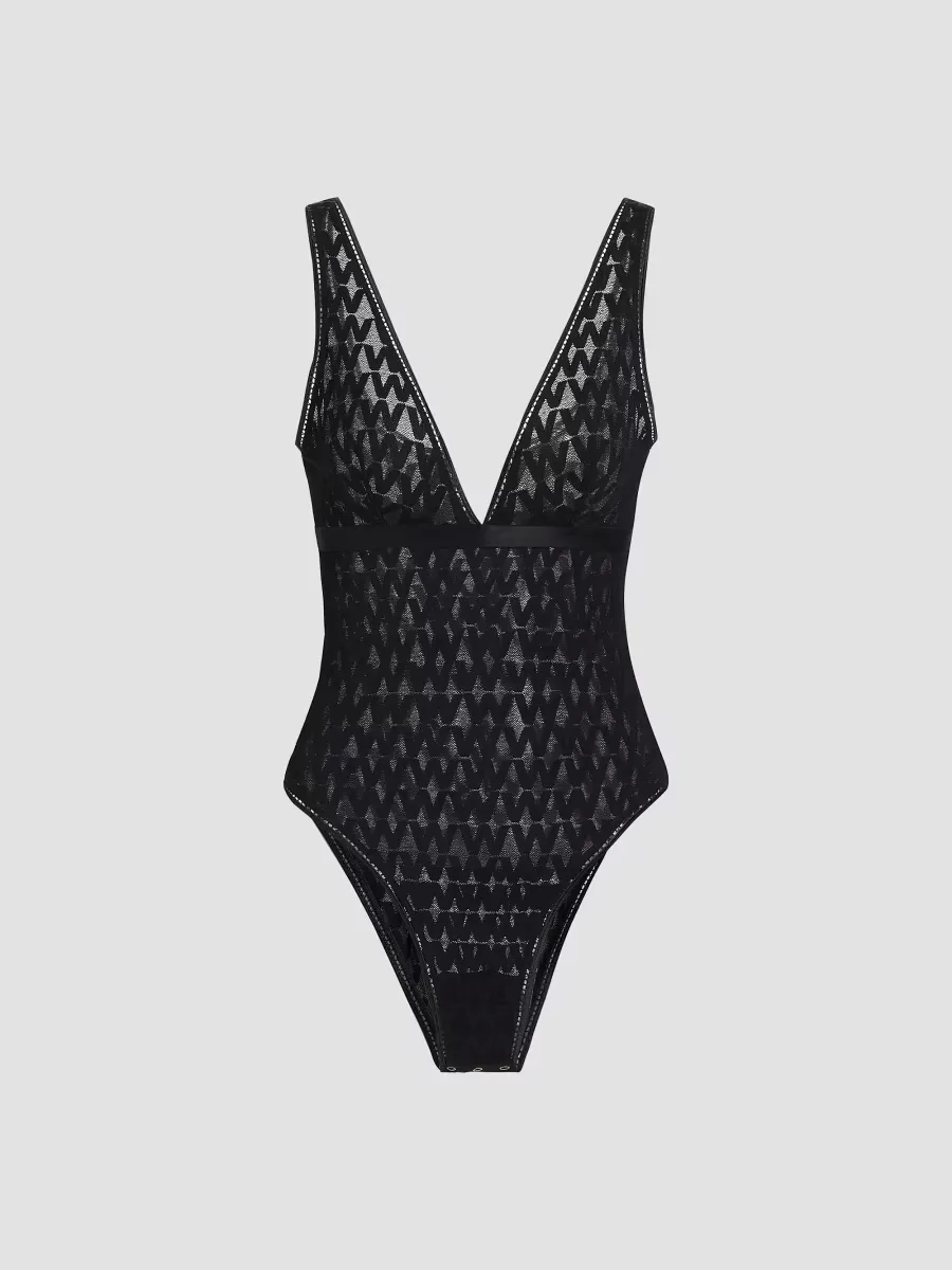 Sheer Logo Bodysuit by Wolford