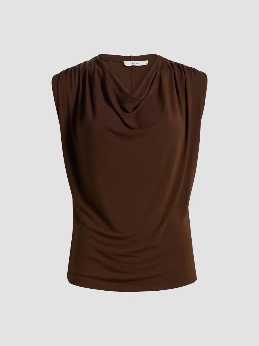 Draped Cowlneck Sleeveless Top by Vince
