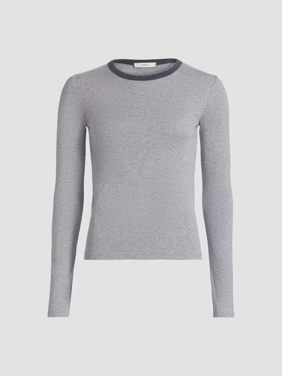 Heathered Pima Cotton-Blend Top by Vince