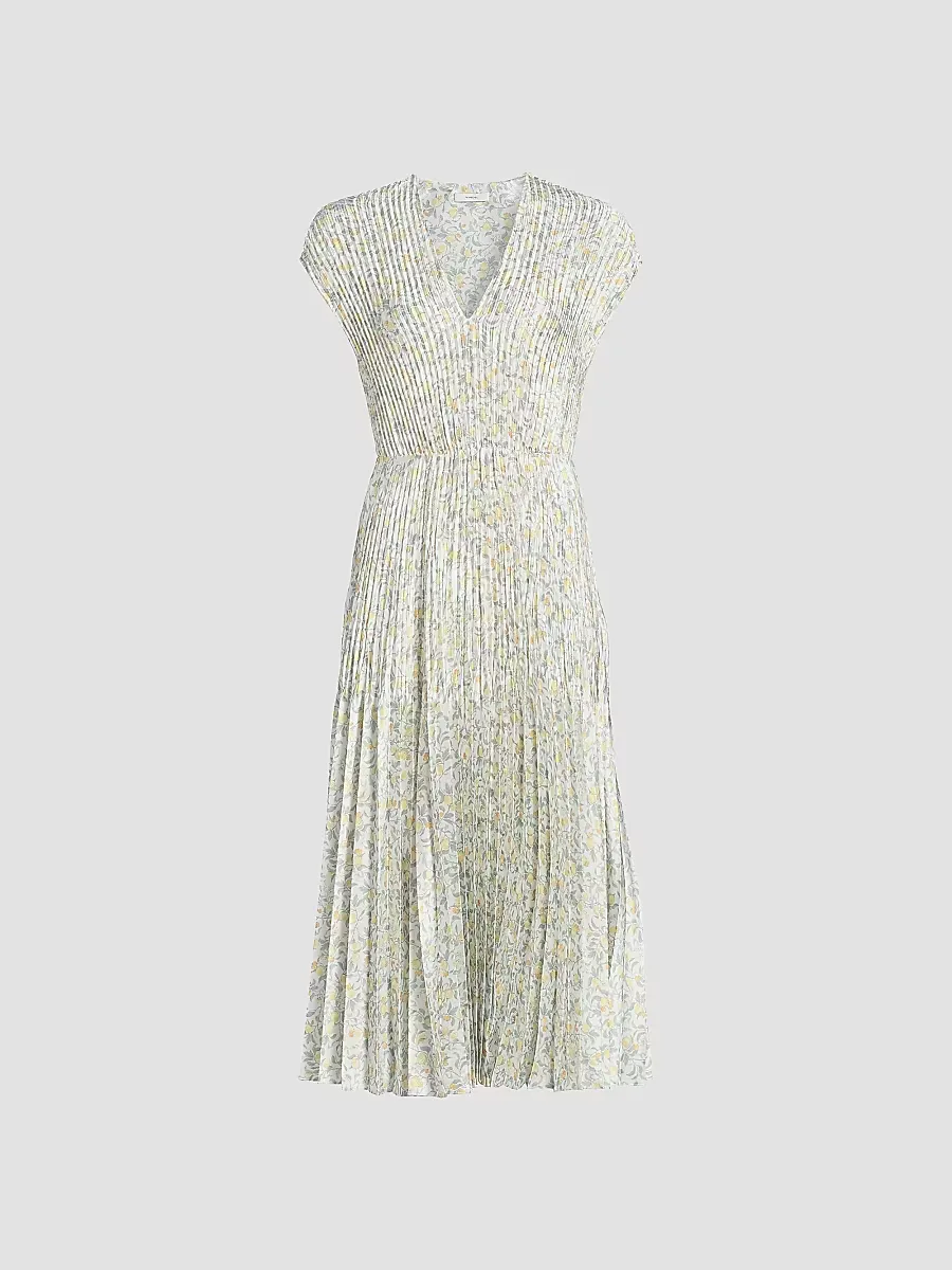 Citrine Bloom Pleated Midi Dress by Vince