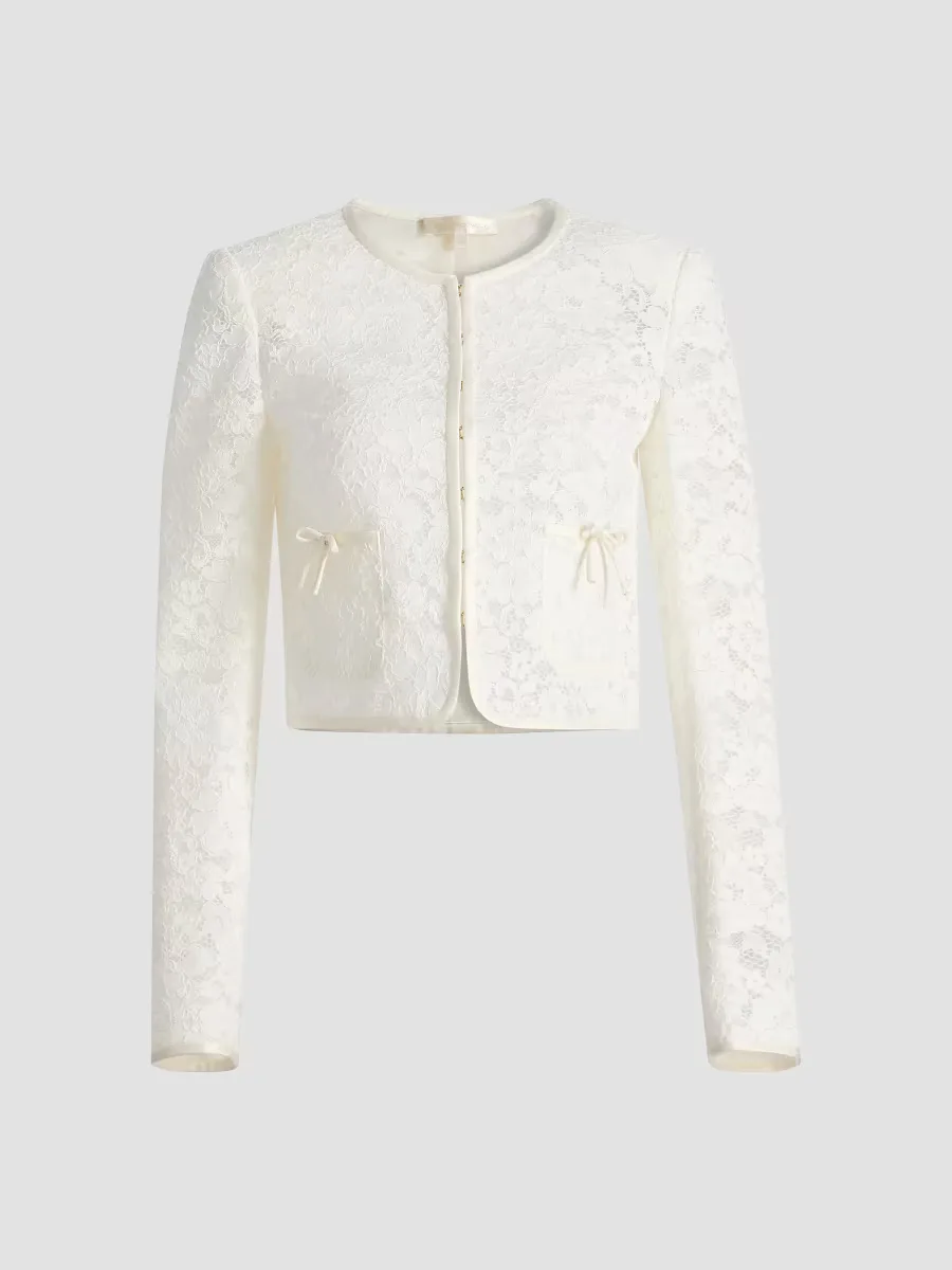 Junetta Floral Lace Crop Jacket by LoveShackFancy