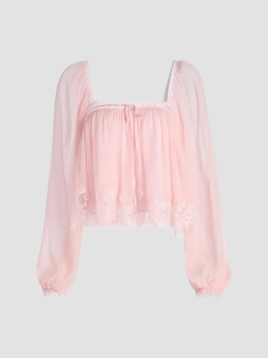 Ebbie Silk Pleated Blouse by LoveShackFancy