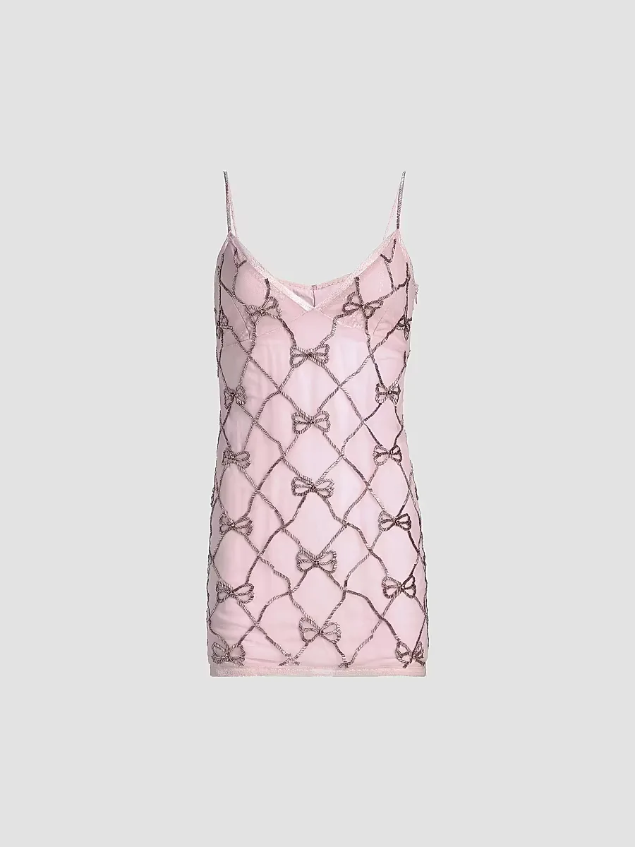 Shella Beaded Bow Minidress by LoveShackFancy