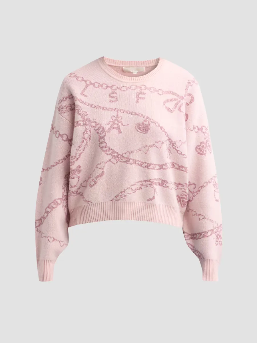 Calindra Metallic Wool-Blend Crewneck Sweater by LoveShackFancy