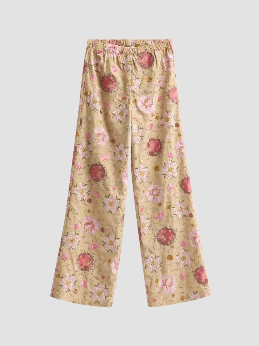 Janae Floral Embroidered Pants by LoveShackFancy