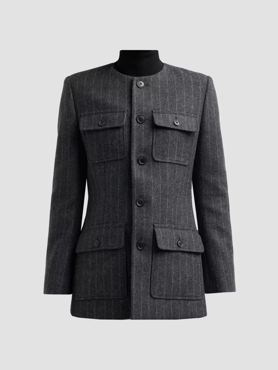 Jenette Pinstripe Wool Jacket by Nili Lotan