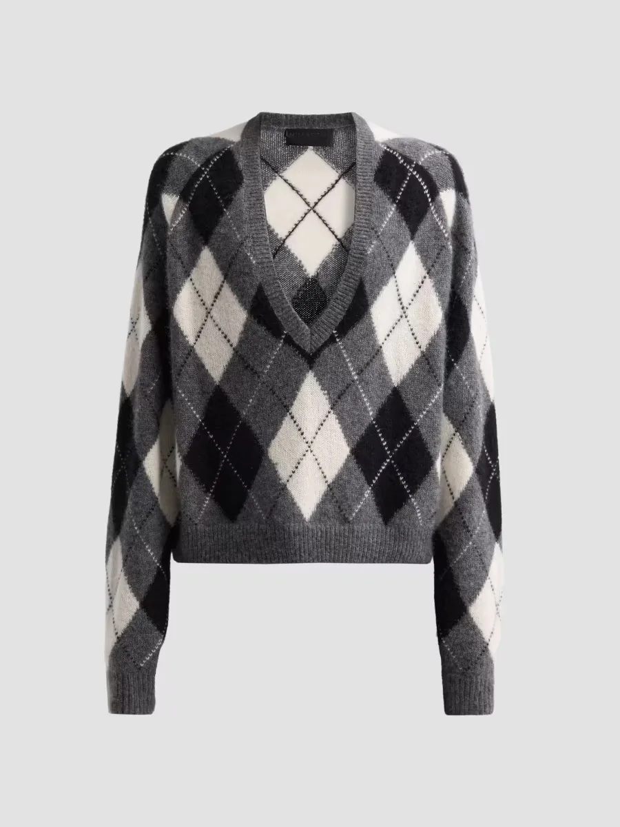 Feron Argyle Cashmere-Silk Sweater by Nili Lotan