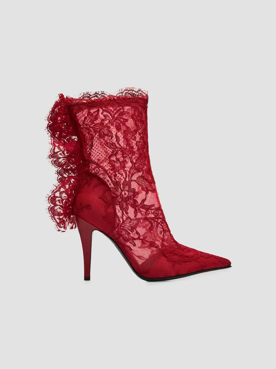 100MM Lace Mid-Calf Boots by McQueen
