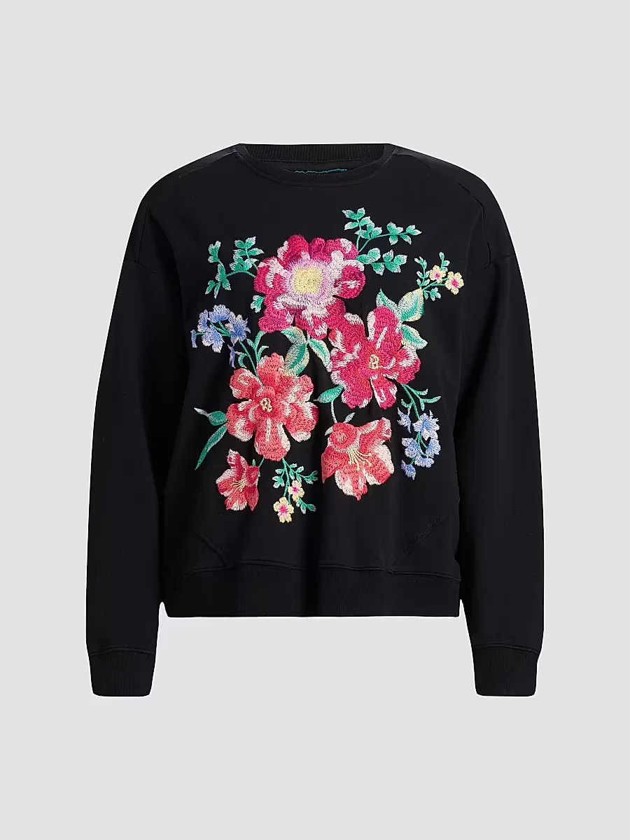 Celiora Floral Stretch-Cotton Sweatshirt by Johnny Was