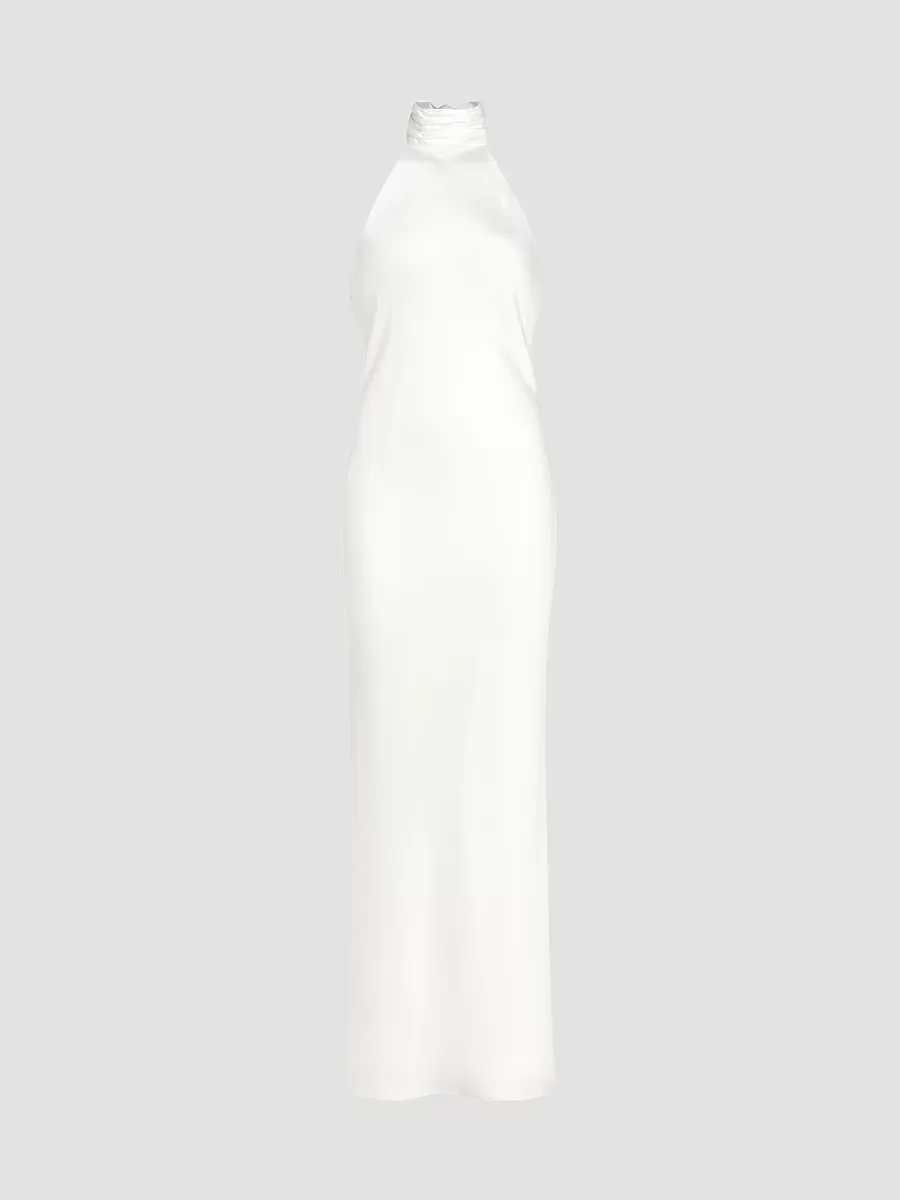 Tatiana High-Neck Satin Gown