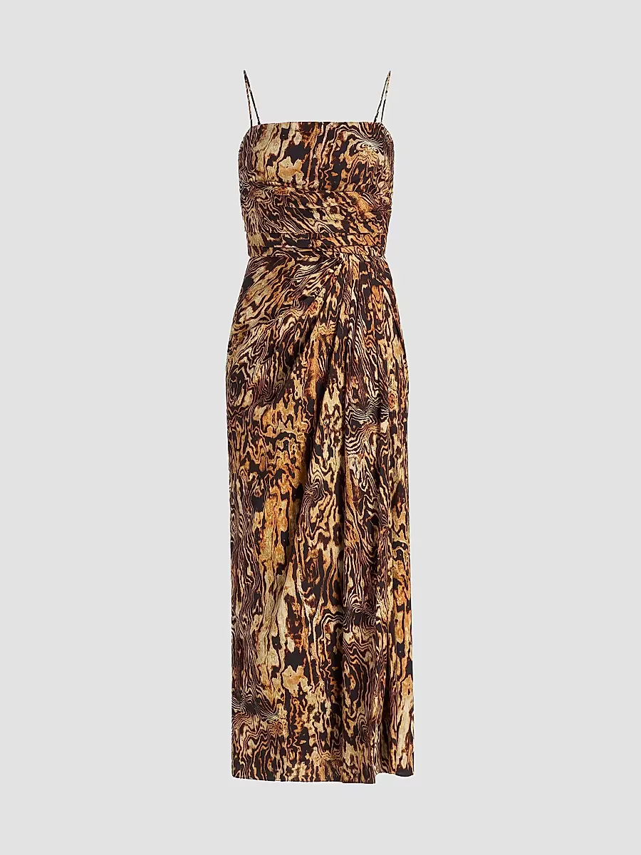 Cari Printed Stretch-Cotton Poplin Midi-Dress