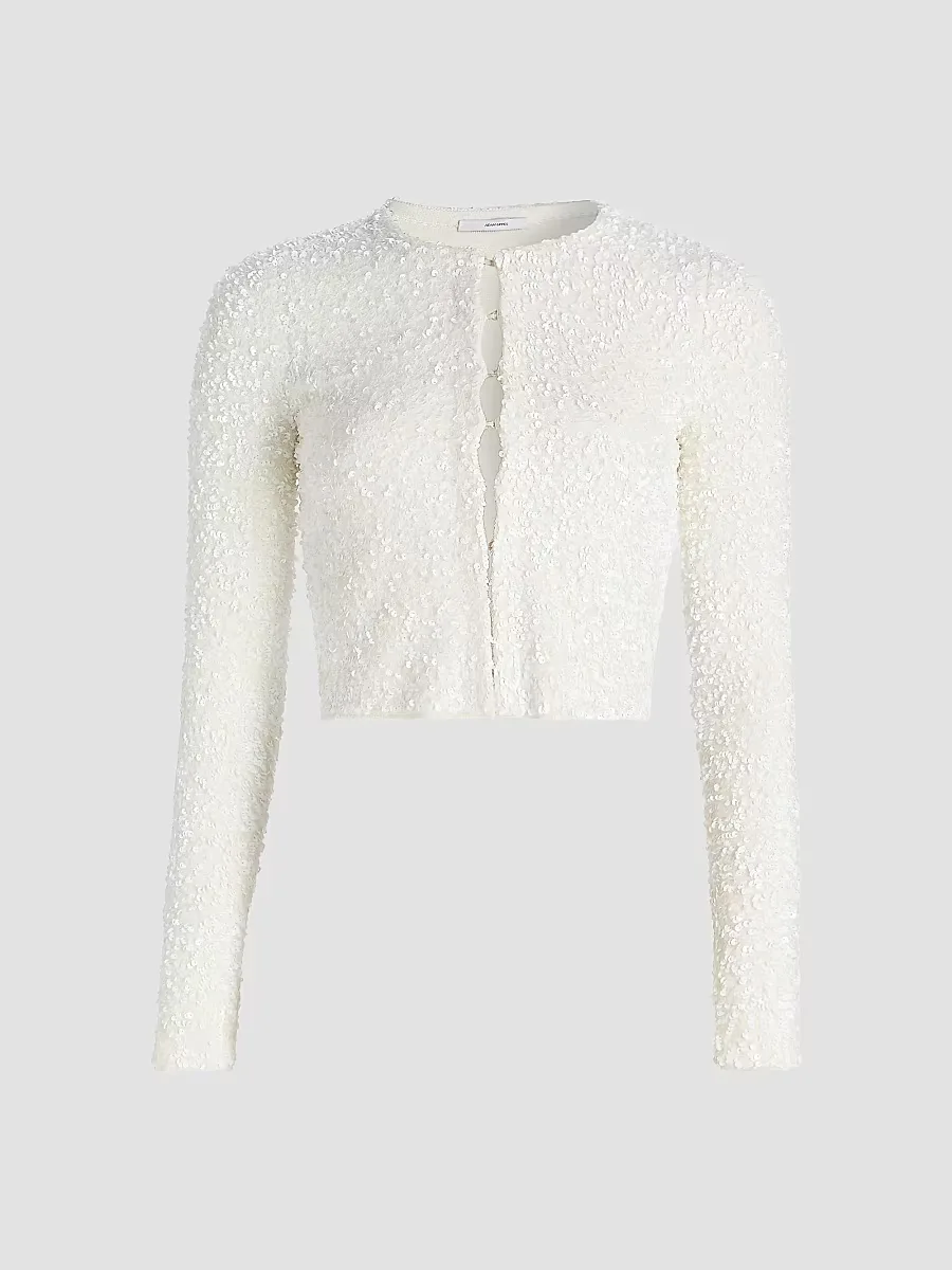 Raya Sequined Knit Crop Cardigan by Adam Lippes
