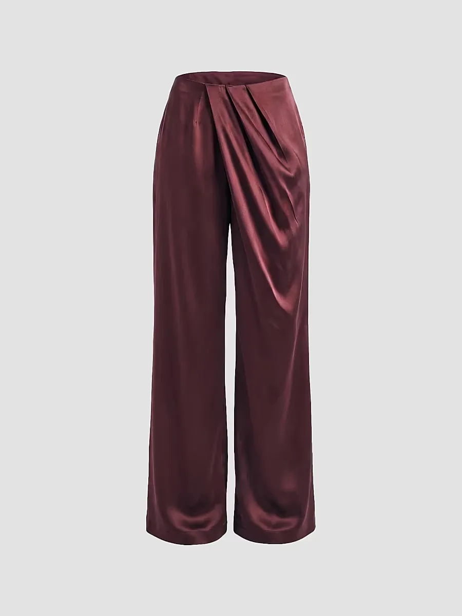 Camryn Draped Satin Pants by SEROYA