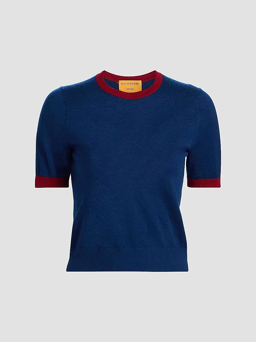 Airy Cashmere Knit Ringer T-Shirt by Guest in Residence