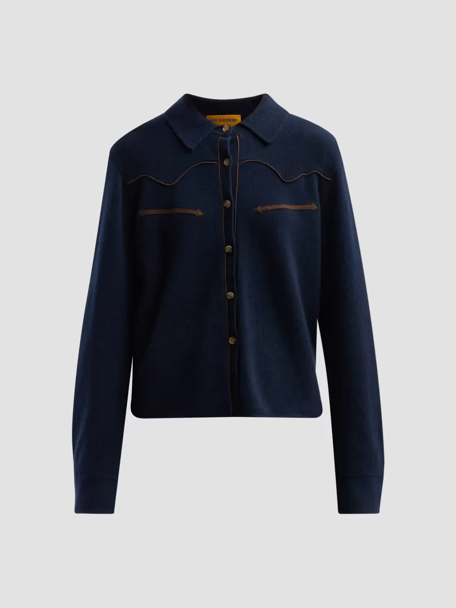 Cashmere Cropped Western Shirt by Guest in Residence