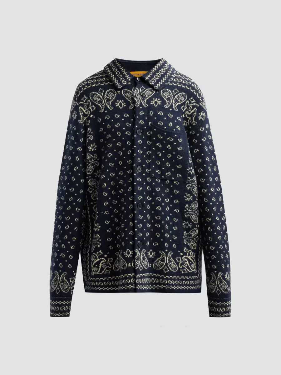 Wild Rag Paisley Cashmere Knit Work Shirt by Guest in Residence