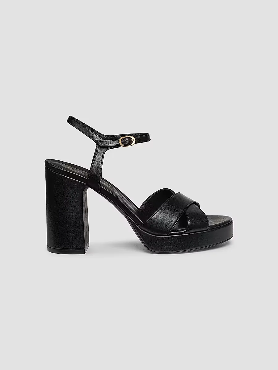 Dayna 100MM Metallic Leather Platform Sandals by Stuart Weitzman