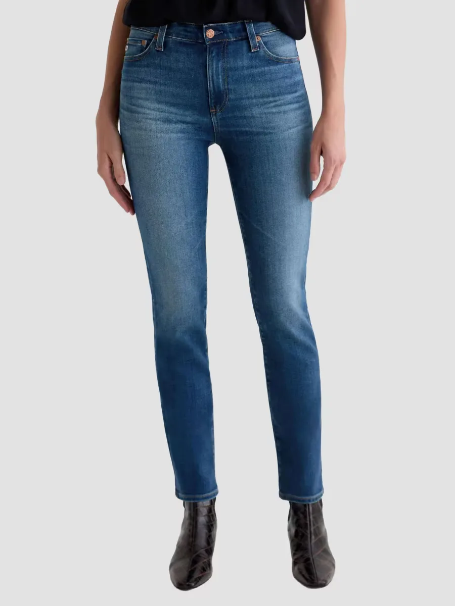 Mari Mid-Rise Slim Straight-Leg Jeans by AG
