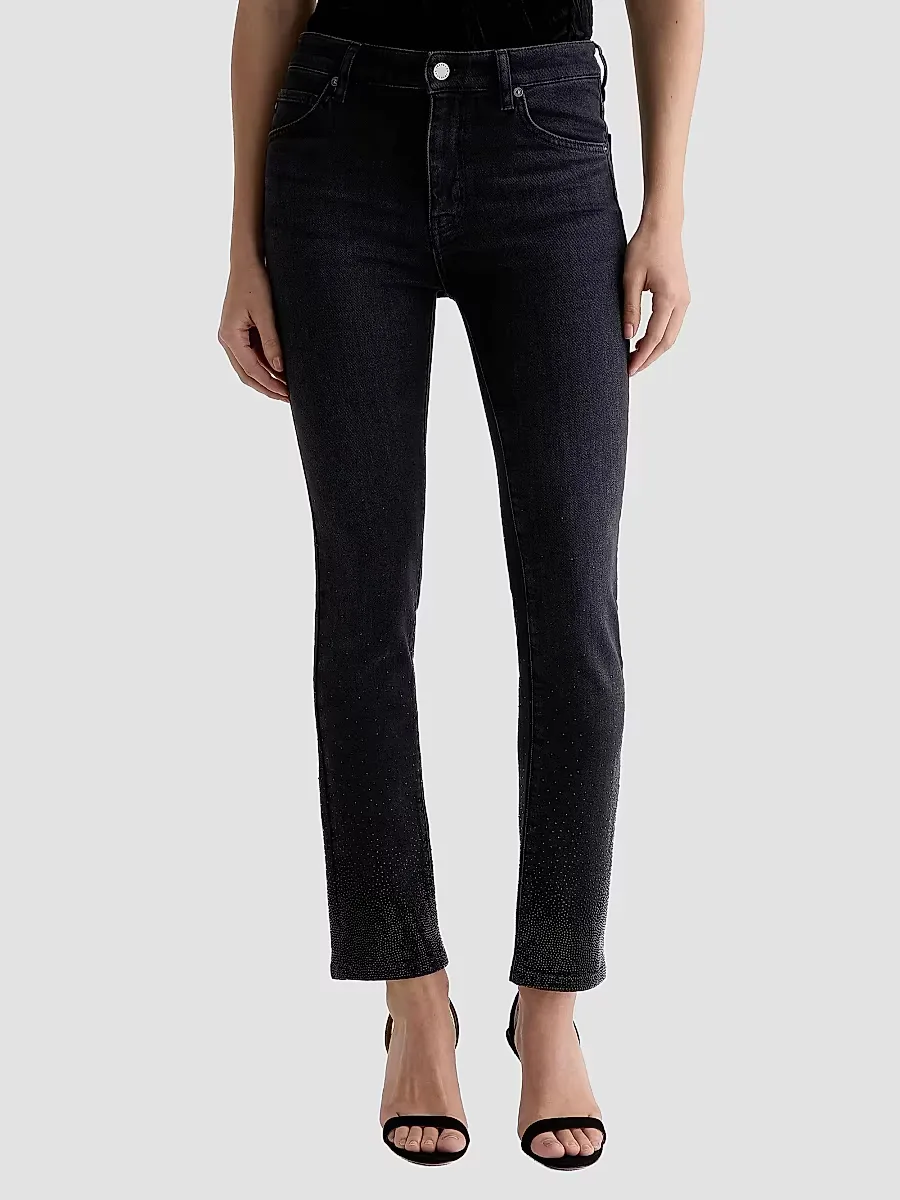 Mari Embellished Straight-Leg Jeans by AG