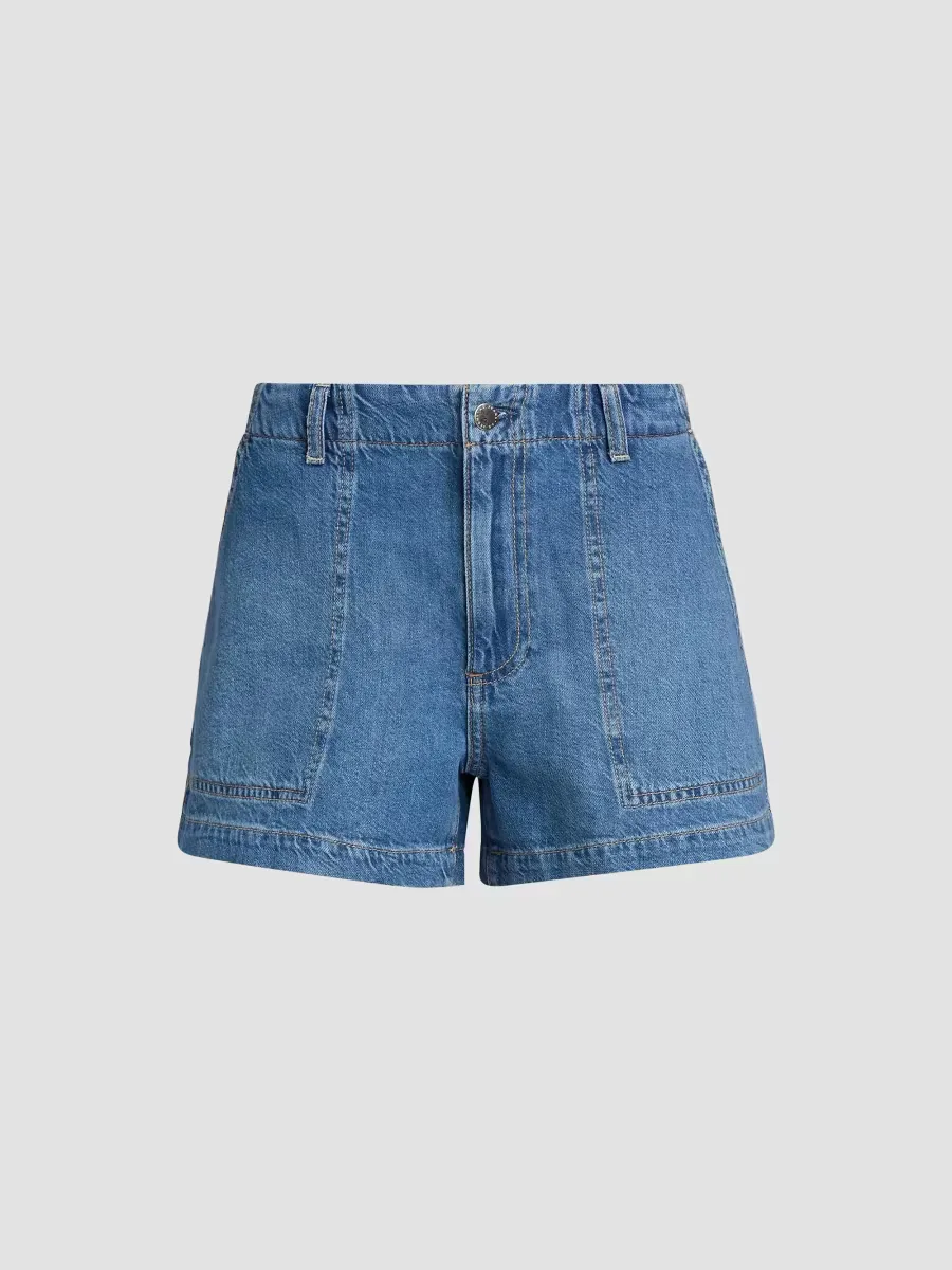 Analeigh Linen-Blend Denim Shorts by AG