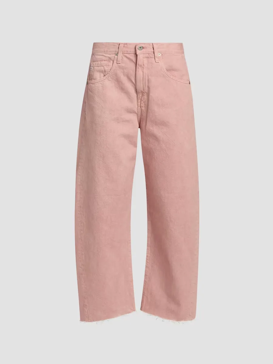 Hattie Raw-Cut Crop Barrel Jeans by AG